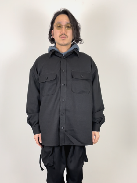 COOTIE / Polyester Kersey Error Fit CPO Shirts -Black-