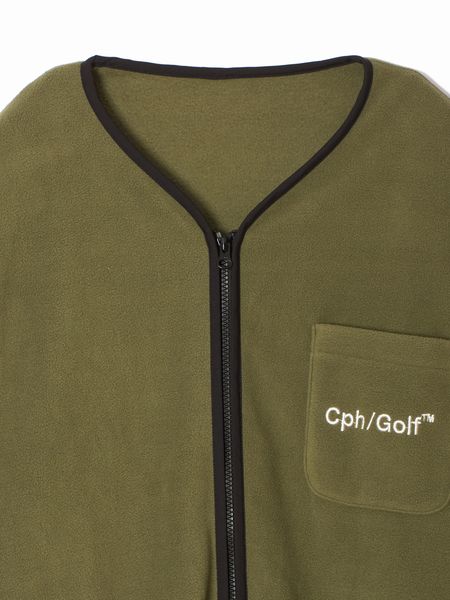 MICRO FLEECE NO COLLAR JACKET -Khaki-