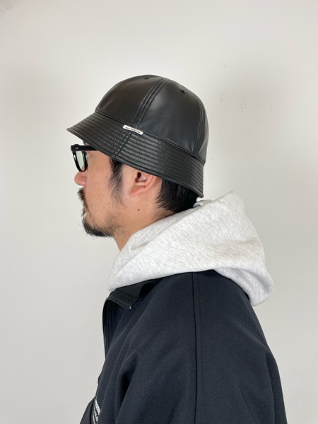 COOTIE / Fake Leather Ball Hat -Black-