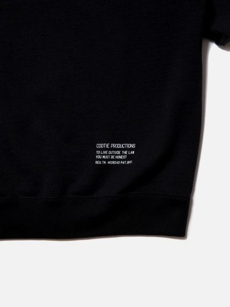 COOTIE / Plain Cut-Off Crewneck Sweatshirt -Black-