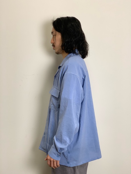 RADIALL/ MONTE CALRO -OPEN COLLARED SHIRT L/S -Blue-