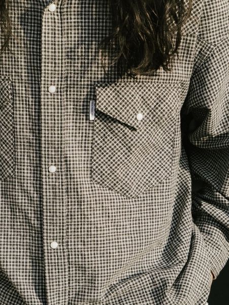 COOTIE PRODUCTIONS / Dobby Gingham Check L/S Western Shirt -Black-