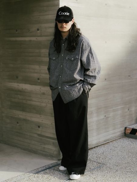 COOTIE PRODUCTIONS / Dobby Gingham Check L/S Western Shirt -Black-