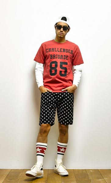 CHALLENGER CROSS PRINTED CHINO SHORTS チノショーツ 【Black 