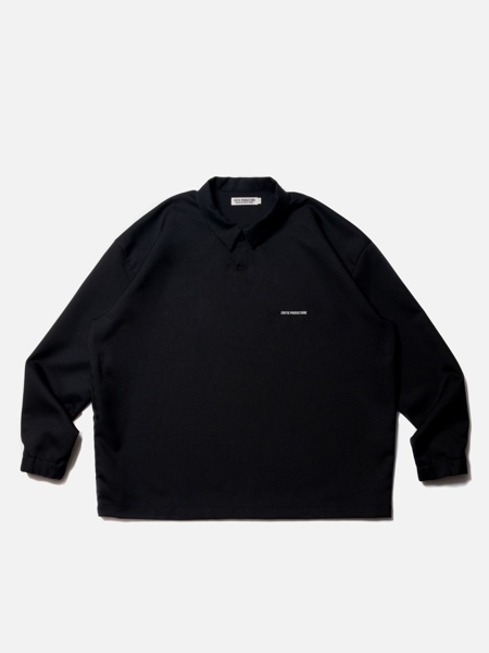 COOTIE / Polyester Twill Polo L/S Tee -Black-