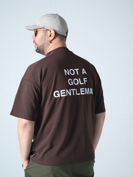 Captains Helm Golf / GENTLEMAN HALF MOCK NECK TEE -Brown-