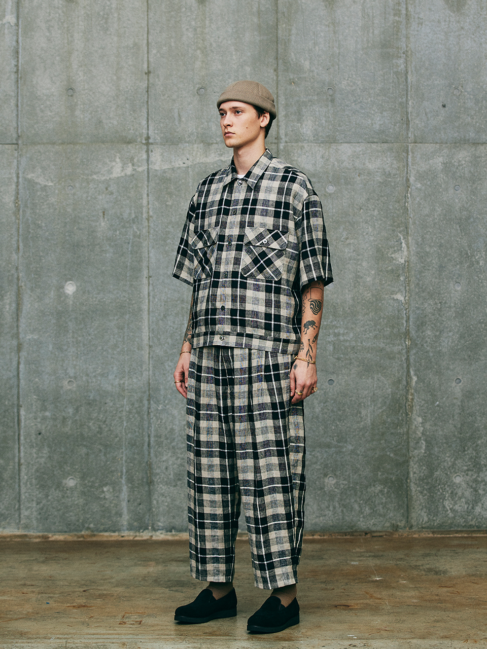 COOTIE クーティ 通販 Linen Check 2 Tuck Easy Pants