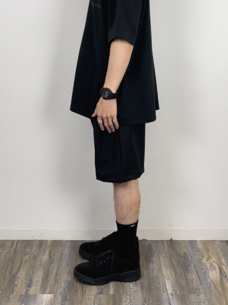 COOTIE / Polyester Twill 1 Tuck Easy Shorts -Black-