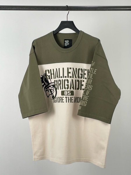CHALLENGER / Q/S ARMY FOOTBALL TEE -Olive×White-