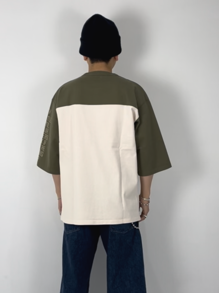 CHALLENGER / Q/S ARMY FOOTBALL TEE -Olive×White-