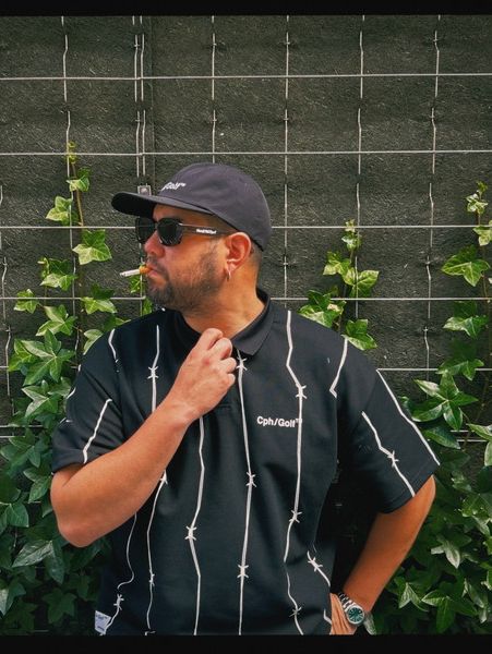 Captains Helm Golf / WIRED STRIPE WIDE POLO -Black-