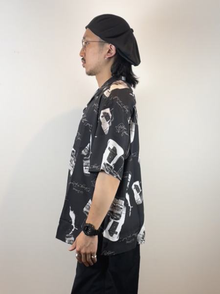 RADIALL/ CRAGER -OPEN COLLARED SHIRT S/S -Black-
