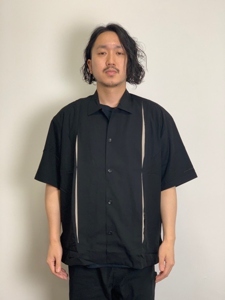 RADIALL/ ON THE CORNER -OPEN COLLARED SHIRT S/S -Black-