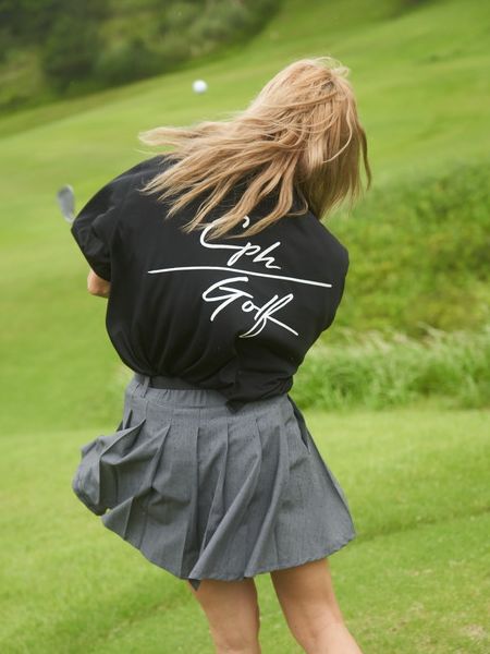Captains Helm Golf /[WOMEN] DIGNIFIED LOGO ADJUSTABLE SKIRT -Chacoal-