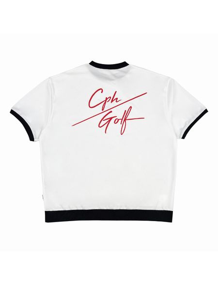 Captains Helm Golf / SLASH LOGO MESH S/S PULLOVER -White-