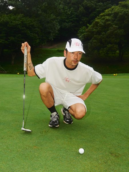 Captains Helm Golf / SLASH LOGO MESH S/S PULLOVER -White-