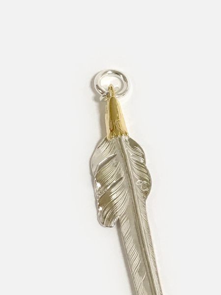 LARRY SMITH / EAGLE HEAD KAZEKIRI FEATHER PENDANT No. 47 LARGE 18K