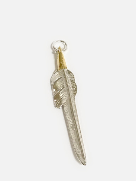 LARRY SMITH / EAGLE HEAD KAZEKIRI FEATHER PENDANT No. 47 LARGE 18K