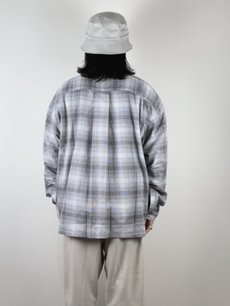 COOTIE / Ombre Check L/S Shirt -White×Gray-