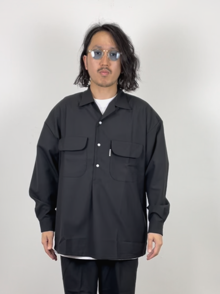 COOTIE / T/W Open Collar Pullover Shirt -Black-