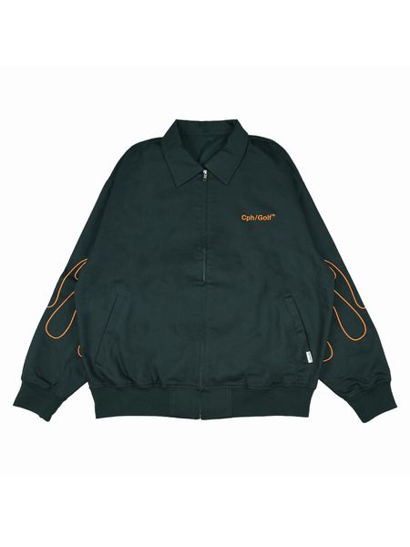 Captains Helm Golf / FIRE SLEEVE COTTON TRACK BLOUSON -Green-