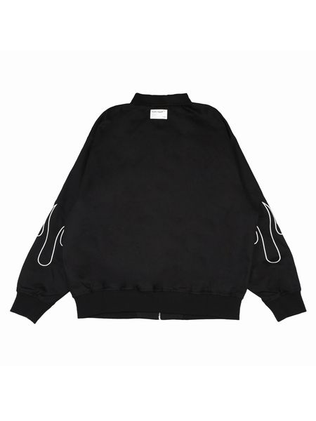 Captains Helm Golf / FIRE SLEEVE COTTON TRACK BLOUSON -Black-