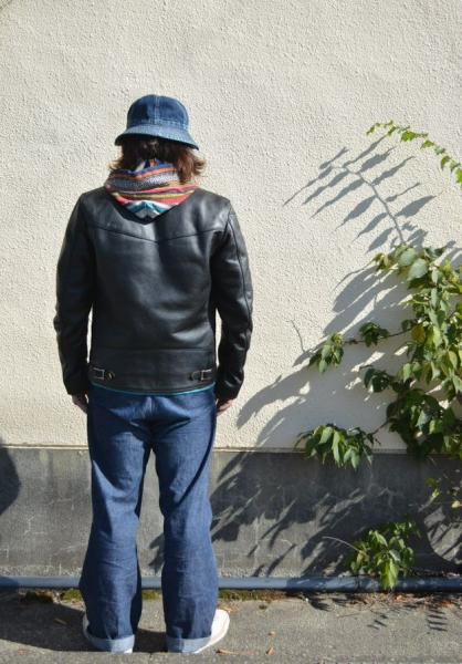COOTIE 3rd St Leather Jacket ライダースジャケット 【Navy】 クーティ