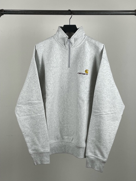 即納CARHARTT WIP*HALF ZIP AMERICAN SCRIPT SWEATSHIRT*I027014 Carhartt WIP Half Zip American Script Sweatshirt Grey | BSTN
