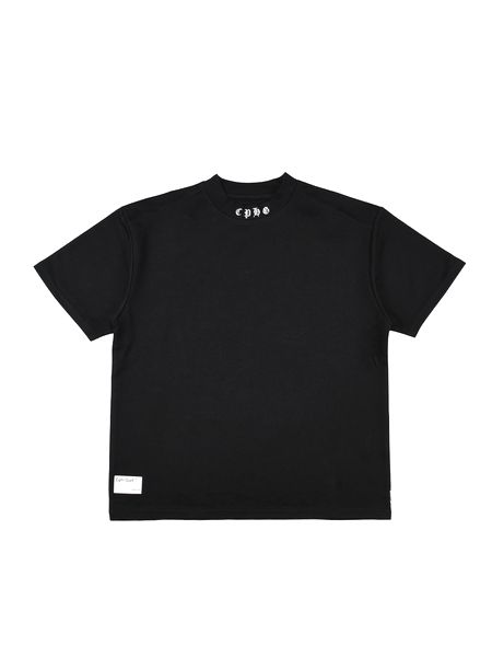 Captains Helm Golf /OLD ENGLISH LOGO SS MOCK NECK TEE -Black-