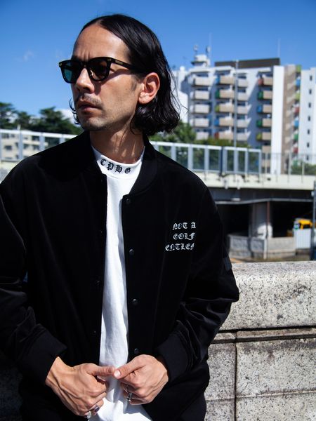 Captains Helm Golf /OLD ENGLISH LOGO STADIUM JACKET -Black-