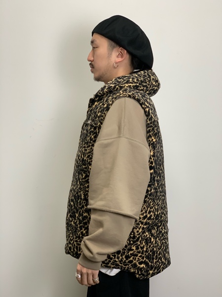 COOTIE / Corduroy Leopard Oversized Down Vest