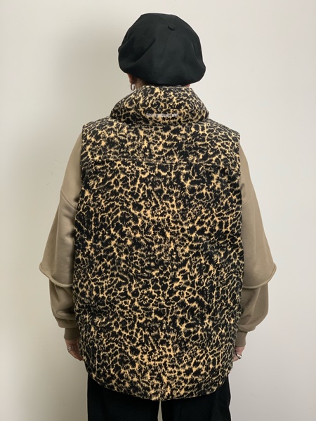COOTIE / Corduroy Leopard Oversized Down Vest