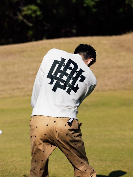 Captains Helm Golf / OVERLAP LOGO LS MOCK NECK TEE -White-