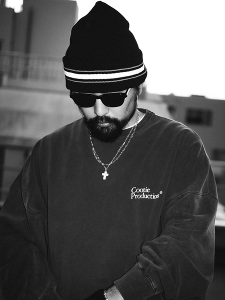 COOTIE PRODUCTIONS / Pigment Dyed Open End Yarn Sweat Crew -Black-
