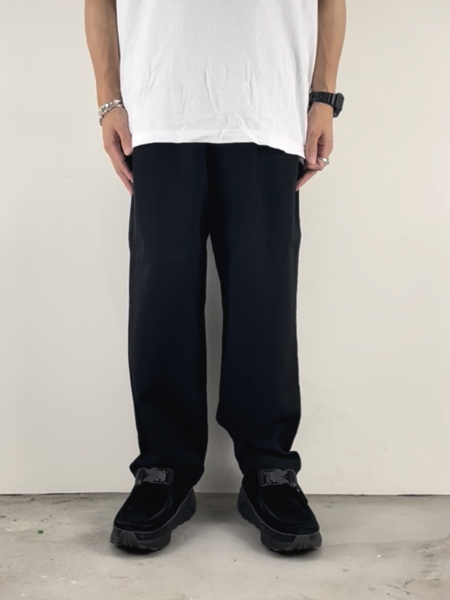 COOTIE / Wool Gabardine 2 Tuck Easy Pants  Black