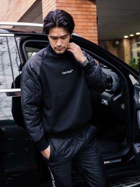 Captains Helm Golf / QUILTED ARM PULLOVER - Black -